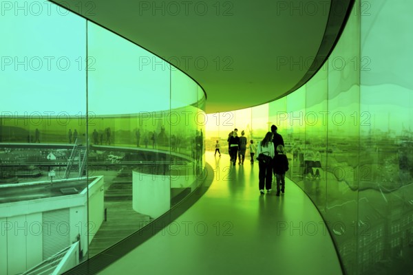 The ARoS Aarhus Art Museum with its distinctive Rainbow Panorama permanent art installation, in Aarhus, Denmark, Northern Europe