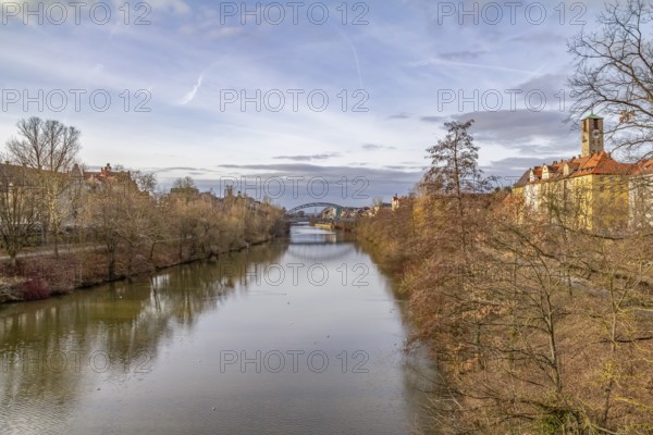 Idyllic riverside scenery in Bamberg, a town in Upper Franconia, Germany