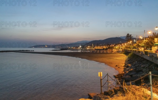 Idyllic sunset impression around Santo Stefano al Mare, a comune in the Province of Imperia in the Italian region Liguria