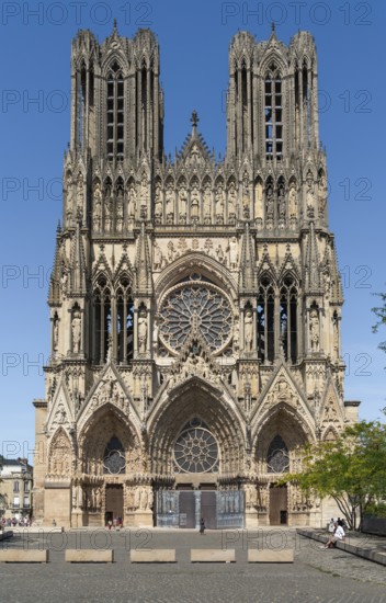 West facade of the Reims Cathedral in Reims, the most populous city in the French department of Marne