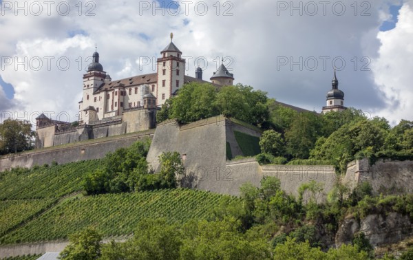 The Marienberg Fortress in Wuerzburg, a city in the Franconia region of bavaria in Germany at summer time