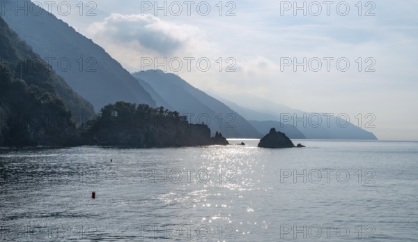 Scenery around a coastal area named Cinque Terre in Liguria, located in the northwest of Italy at early morning time