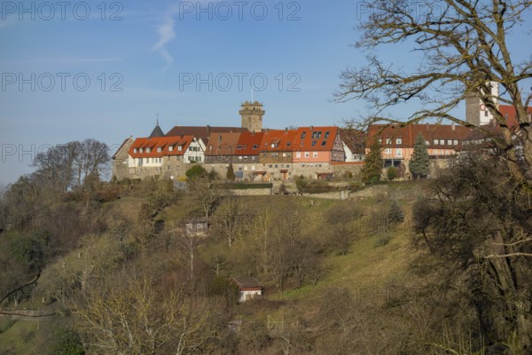 Town in Southern Germany named Waldenburg at evening time