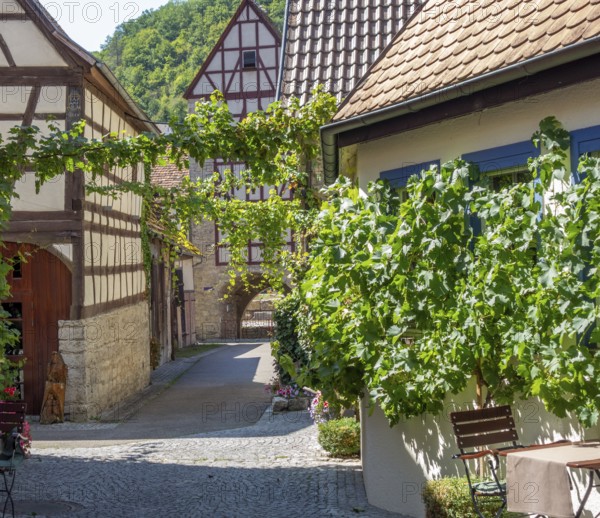 Idyllic scenery at Niedernhall in the Hohenlohe district in Southern Germany at summer time