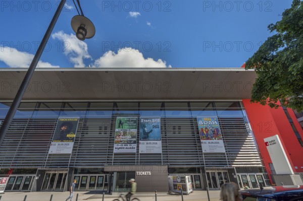 Blue sky. white clouds over the big-BOX event hall, Kempten, Allgäu, Swabia, Germany