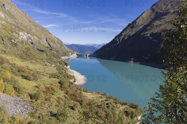Waterfall bottom reservoir, dam wall, Kaprun, mountain panorama, energy industry, hiking area, Pinzgau