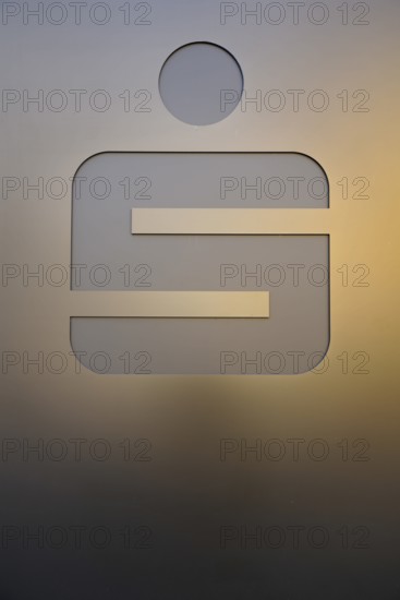 Metallic symbol engraved on a golden background, Nuremberg, Middle Franconia, Franconia, Bavaria, Germany