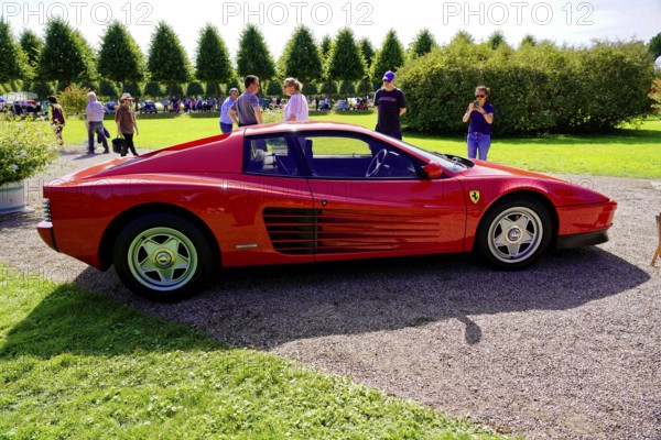 Ferrari Testarossa, Year 1987, Classic vintage car, Gala International Concours d'Elegance Schwetzingen 2025, Germany, Europe, Elegant red Ferrari in classic design at a motor show