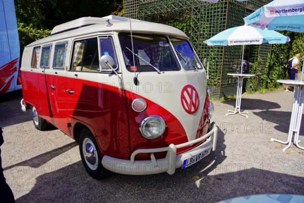 Oldtimer Classic, Gala International Concours d'Elegance Schwetzingen 2025, Germany, Europe, Classic VW Bulli in retro design at an outdoor exhibition