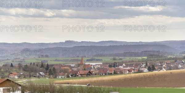 Idyllic rural scenery around Bretzfeld in Hohenlohe at early spring time