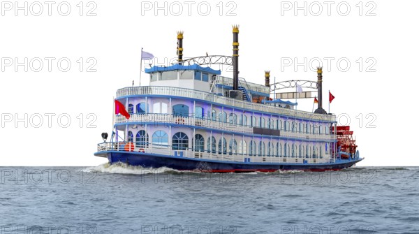 Tourboat seen at the Port of Hamburg isolated in white back