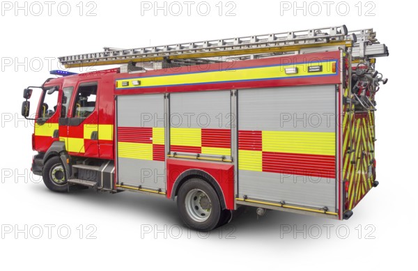 Fire engine isolated in white back with shadow