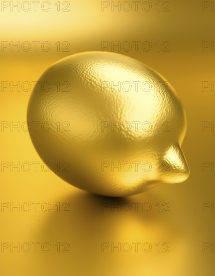 AI generated image showing a golden lemon fruit in golden ambiance