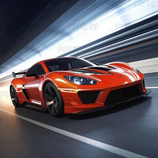 AI generated image of a racing car in racetrack ambiance