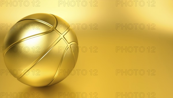 AI generated image showing a golden basketball ball in golden ambiance
