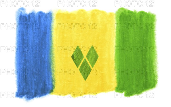 Watercolor illustration of the saint vincent flag