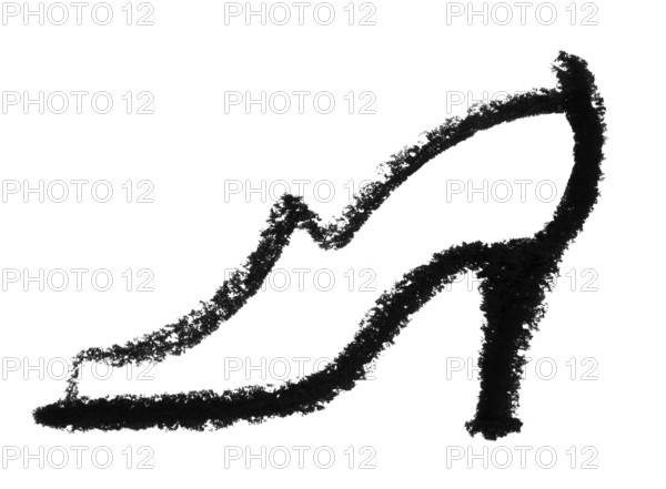 Crayon-sketched lady´s shoe
