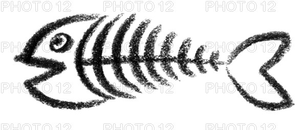 Crayon-sketched illustration of a fishbone