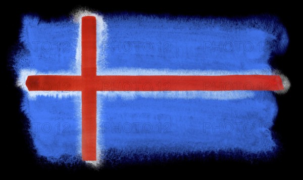 Watercolor illustration of the Iceland flag