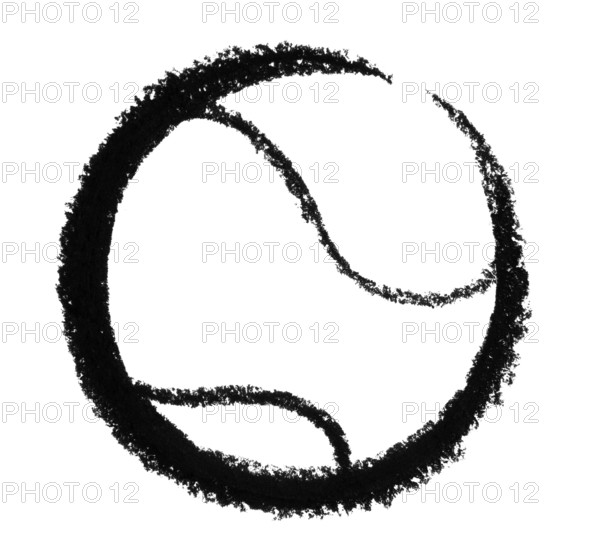 Crayon-sketched tennis ball in white back