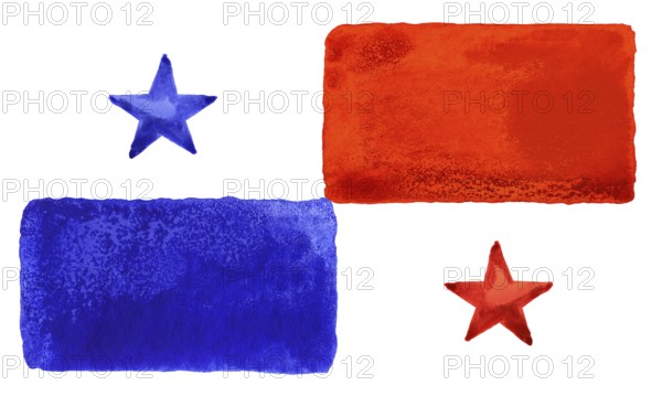Watercolor illustration of the Panama flag