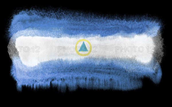 Watercolor illustration of the Nicaragua flag