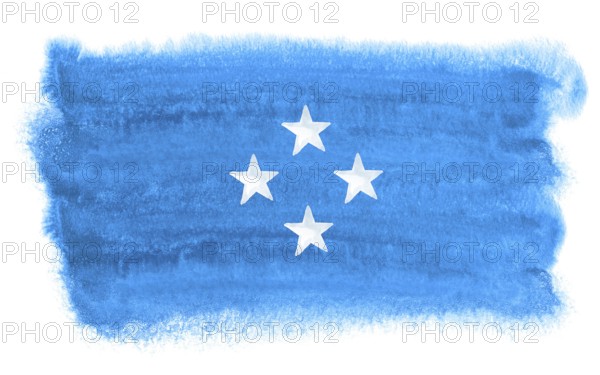 Watercolor illustration of the Micronesia flag