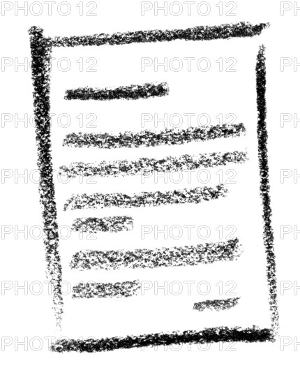 Crayon-sketched illustration of a written information paper
