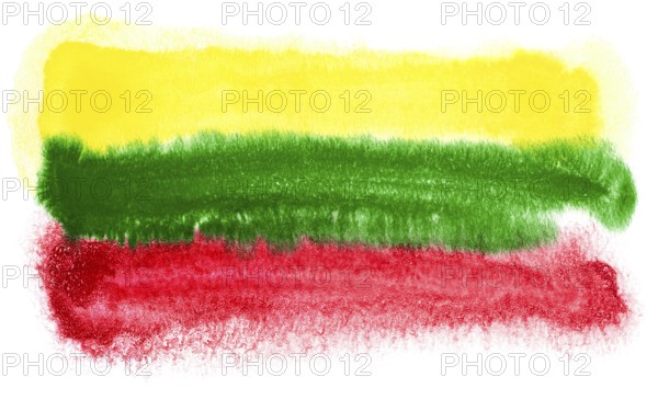 Watercolor illustration of the Lithuania flag
