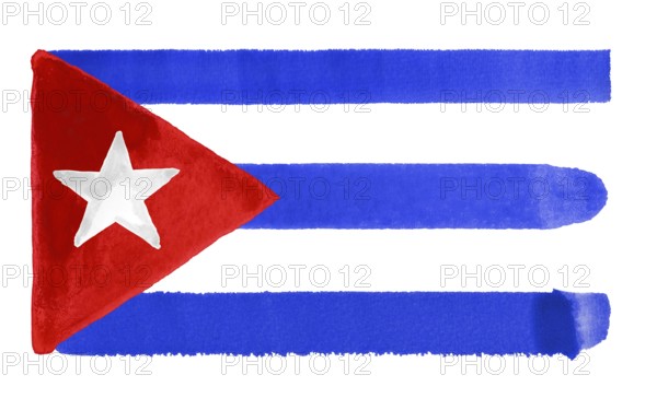 Watercolor illustration of the Cuba flag