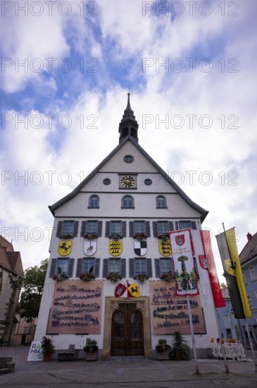 Historical depiction of folk festival parade, at the town hall, Bad Cannstatt, Stuttgart, Baden-Württemberg, Germany