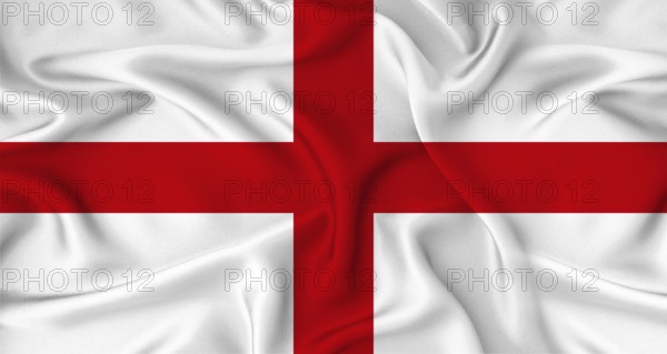 Realistic England flag waving. Close up of flag of England with cloth texture