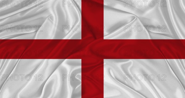 Flag of England with cloth texture. Close up of England flag waving