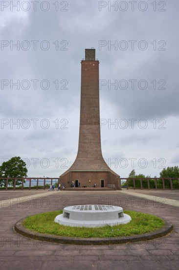 Towering brick monument under a cloudy sky, Naval Memorial, Laboe, Kiel Fjord, Schleswig-Holstein, Germany