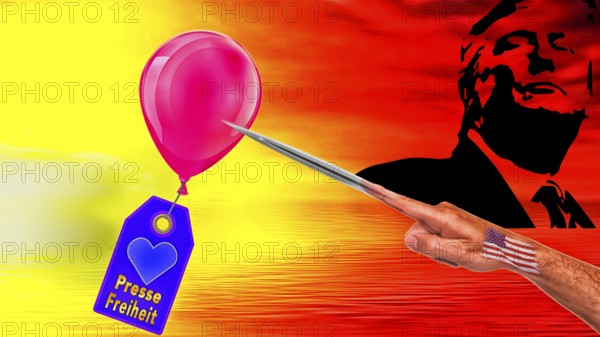 Symbolic image, freedom, freedom of the press, journalism, journalists, politics, dissenters, fundamental rights and freedoms, Basic Law, constitution, against autocracy, democracy, form of government, freedom of opinion, future, security, dictatorship, oppression, arbitrariness, open life, Germany, Europe, USA, world, danger from autocracy, Donald Trump