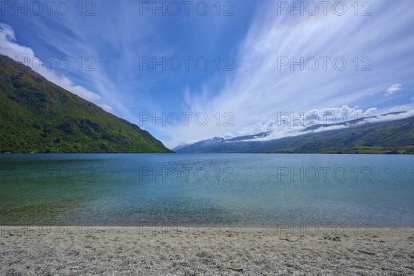 Expansive lake landscape under dramatic skies, Kingston, Queenstown-Lakes District, Otago, South Island, New Zealand