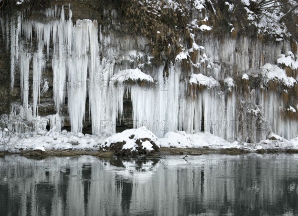 Lots of icicles near river Kocher in Southern Germany