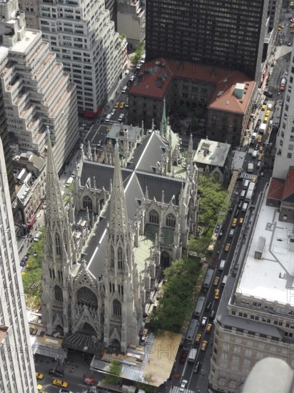 High angle view showing St. Patricks Cathedral in New York