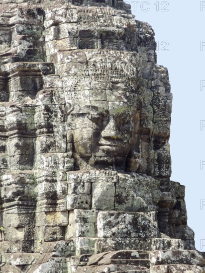 Sculpture detail at the Bayon temple at Angkor in Cambodia