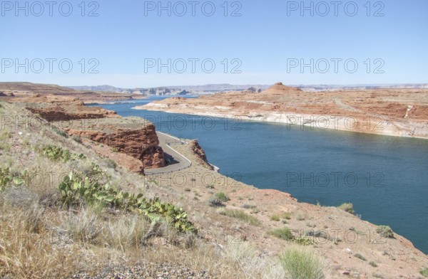 Scenery around Hoover Dam in the Black Canyon at the Colorado River in USA