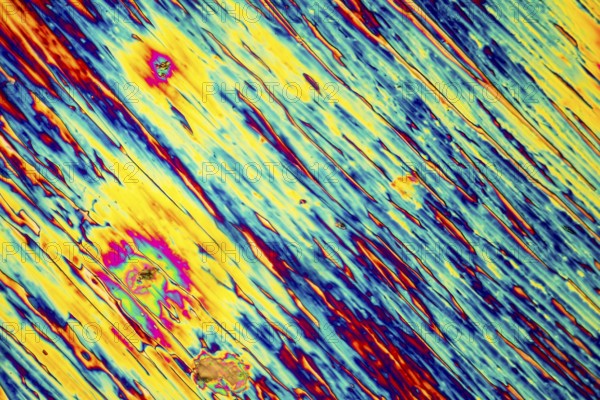Microscopic shot of urea micro crystals in polarized light