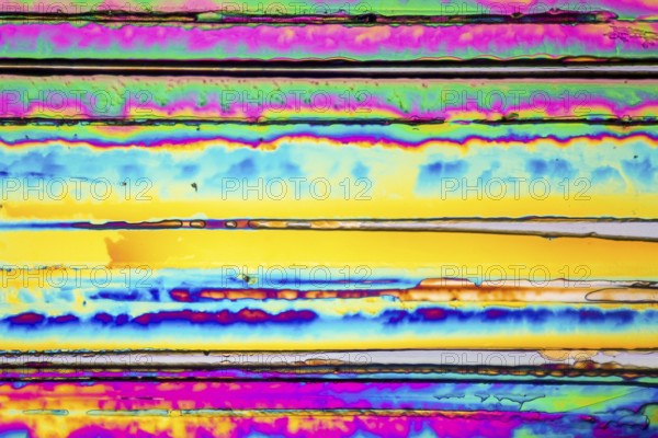 Microscopic shot of urea micro crystals in polarized light