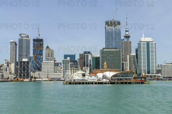 Skyline of Auckland, a large city in the North Island of New Zealand