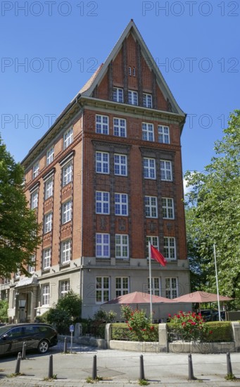 Historic house in Hamburg, a city in Northern Germany at summer time