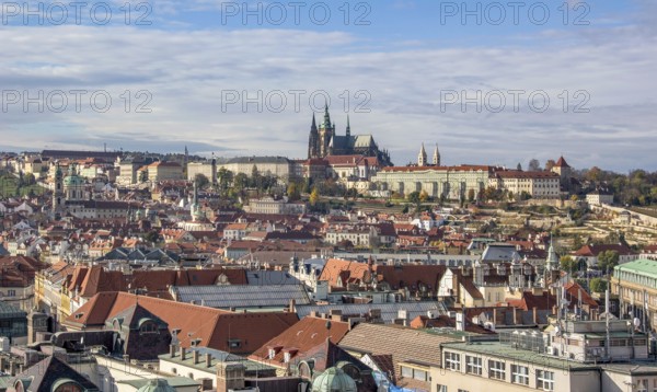 Aerial view of Prague, the capital of the Czech Republic at autumn time
