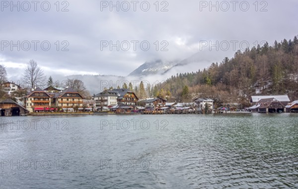 Scenery around Schoenau am Koenigssee in Bavaria at winter time