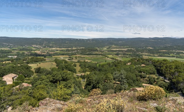 Aerial impression around Roussillon, a commune in the Vaucluse department of the Provence region in southern France