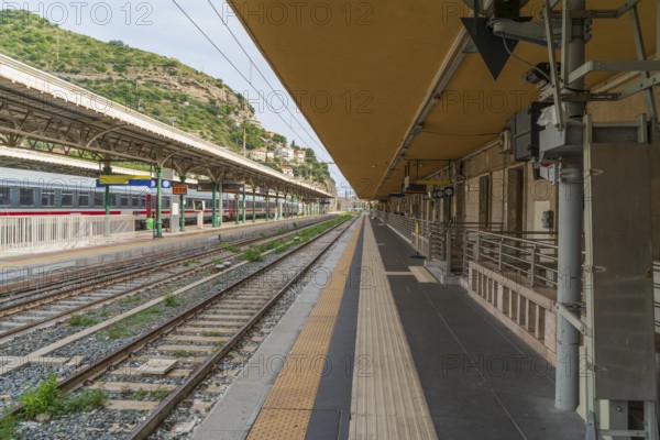 Railway station in Ventimiglia, a resort town in the province of Imperia, Liguria, northern Italy