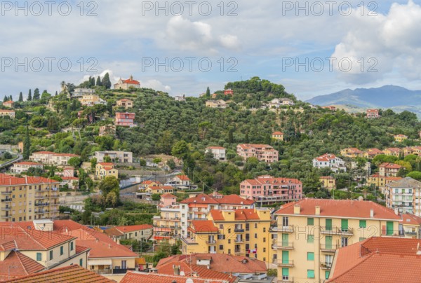 Scenery around Porto Maurizio in Oneglia, a former town in northern Italy on the Ligurian coast, in 1923 joined to Porto Maurizio to form the Comune of Imperia