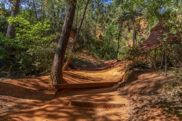 Impression around the Ochre Path near Roussillon, a commune in the Vaucluse department of the Provence region in southern France
